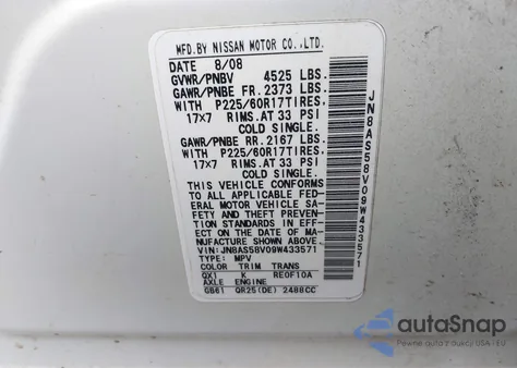 2009 Nissan Rogue Sl z USA, uszkodzony, nr VIN JN8AS58V09W433571